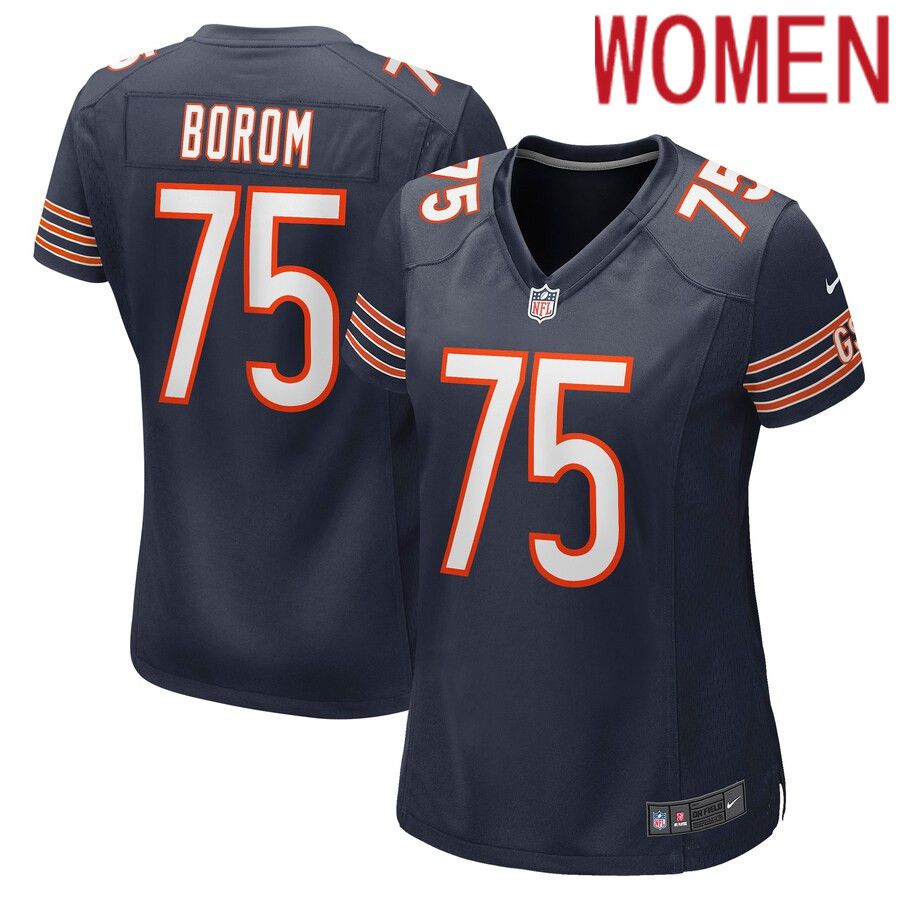 Women Chicago Bears #75 Larry Borom Nike Navy Game NFL Jersey